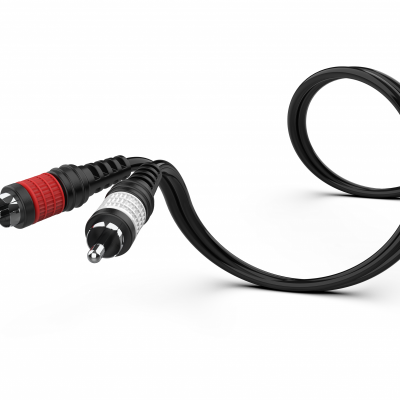 Cabo de áudio com conectores RCA vermelho e branco