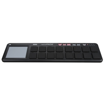 Controlador MIDI KORG nanoPAD2 preto com pads e touchpad