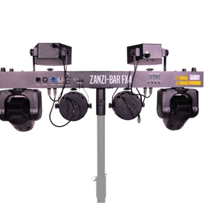 Dispositivo de iluminação profissional ZANZI-BAR FX4 com quatro luzes e dois alto-falantes