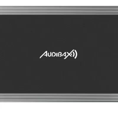 Mala preta para equipamento com armação de alumínio e logótipo AUDIBAX