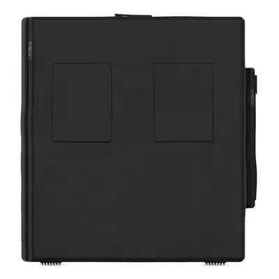 Bolsa preta quadrada com dois bolsos frontais