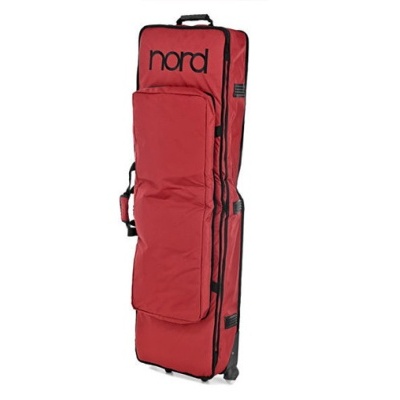 Bolsa vermelha para teclado com rodas e texto 'nord'