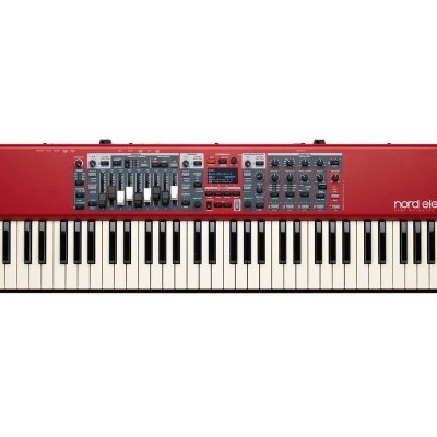 Teclado elétrico vermelho Nord Electro 6D com 61 teclas e painel de controlo