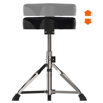 Banco preto acolchoado com base metálica tripé ajustável