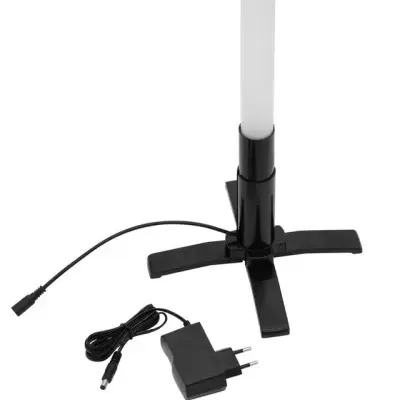 Base de candeeiro preta com cabo e adaptador elétrico