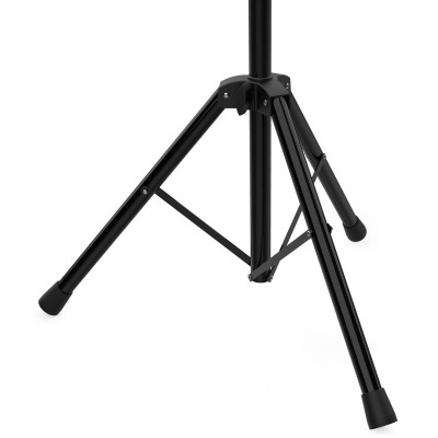 Tripé de apoio preto com pernas de metal e pontas de borracha