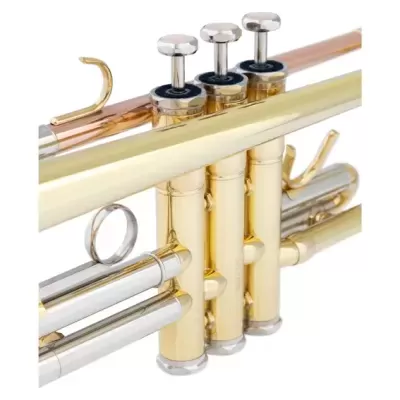 Trompete dourado com pistões cromados