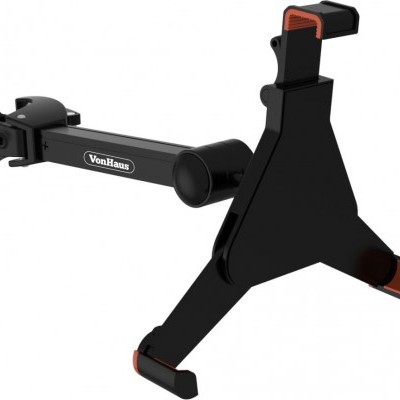 Suporte de metal preto para bicicletas da marca VonHaus com detalhes em vermelho