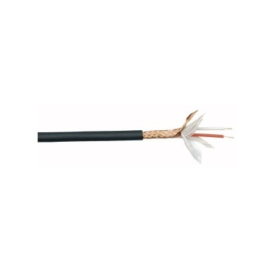 Cabo coaxial preto com condutor de cobre exposto
