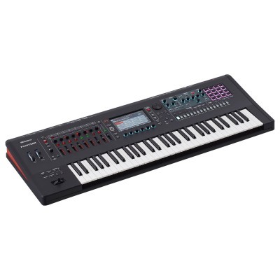 Teclado Controlador MIDI preto com teclas e botões coloridos