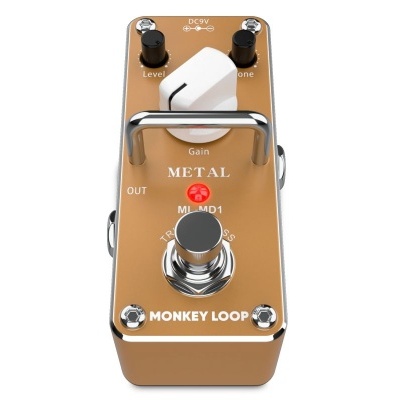 Pedal de efeitos para guitarra Monkey Loop Metal M-101 bronze com botões e texto