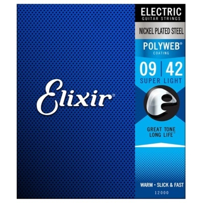 Embalagem azul de cordas para guitarra elétrica Elixir 09-42 super light