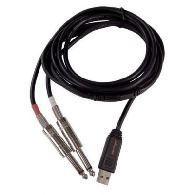 Cabo USB com duas pontas jack de 6,35 mm