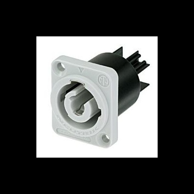 Conector XLR Neutrik preto com flange branca quadrada e três pinos