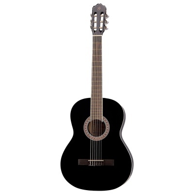 Guitarra clássica preta em fundo branco