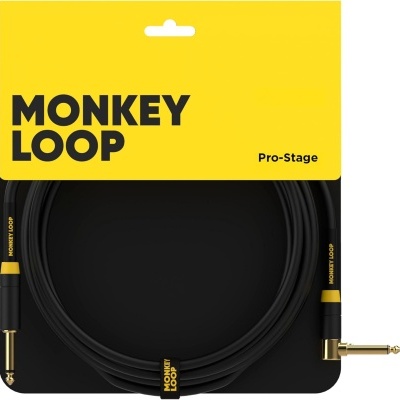 Cabo de áudio MONKEY LOOP Pro-Stage preto com conetores jack embalagem amarela e preta