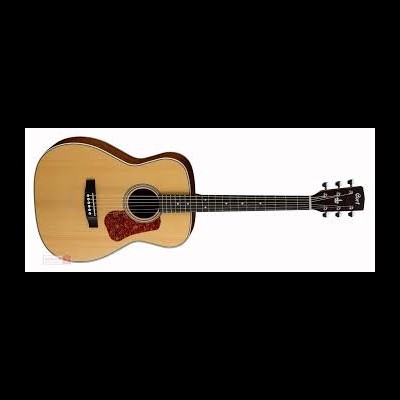 Guitarra acústica de madeira clara com seis cordas