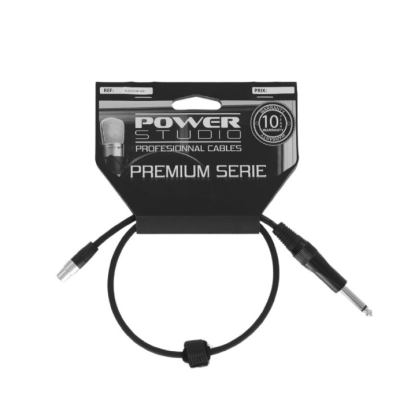 Cabo de áudio preto POWER STUDIO com conetores XLR e jack 6,35 mm
