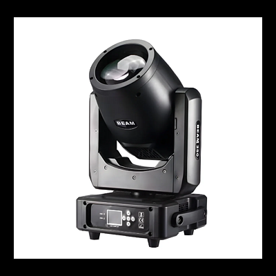 Luz profissional LED BEAM 250 preta com lente grande e display digital
