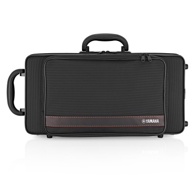 Estojo rígido preto para instrumento musical com alças e logotipo YAMAHA