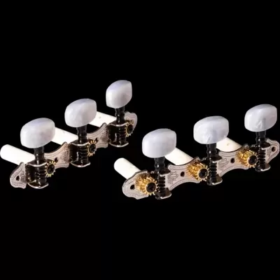 Tarraxas metálicas para guitarra clássica com botões brancos