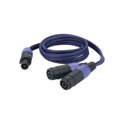 Cabo de áudio azul com conectores pretos