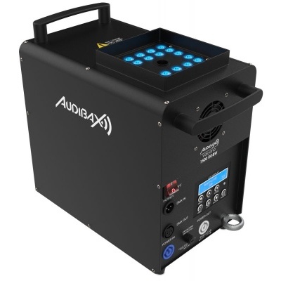 Equipamento preto AUDIXA com painel digital azul