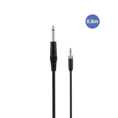 Cabo preto jack 6,35 mm para mini jack 3,5 mm 0,6 metros
