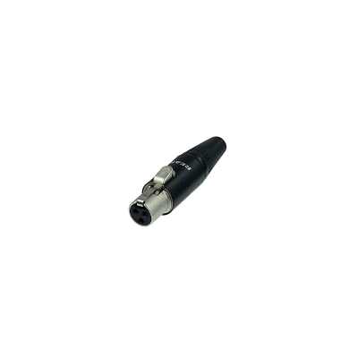 Conector de áudio XLR preto com metal prateado