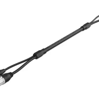 Cabo de divisão preto com conectores XLR e Speakon