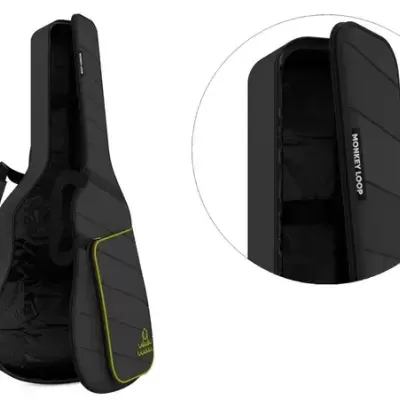 Capa preta para guitarra acolchoada com fecho e bolso externo