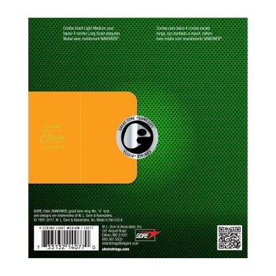 Embalagem verde e laranja de cordas para guitarra Elixir NANOWEB