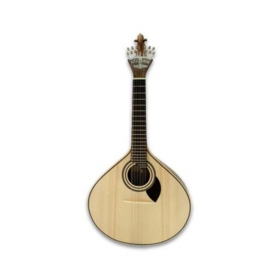 Guitarra portuguesa de madeira clara com 12 cordas