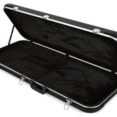 Estojo rígido aberto com interior almofadado preto