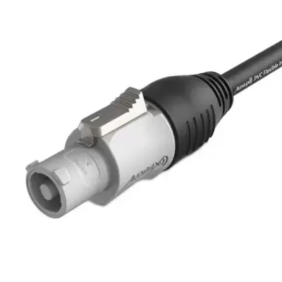 Cabo elétrico preto com conector Cinch Powerlock cinzento e preto