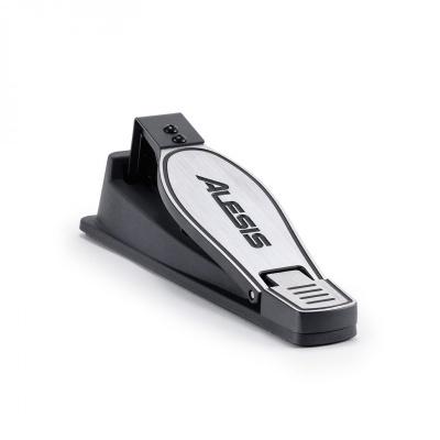 Pedal de bateria eletrónica Alesis preto e prata com logo