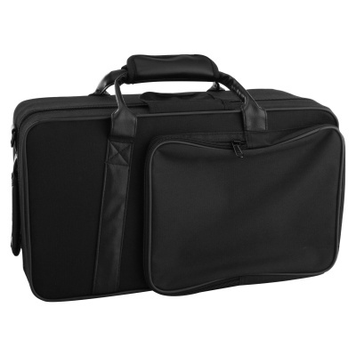 Mala preta para instrumento musical com alça acolchoada e bolso frontal