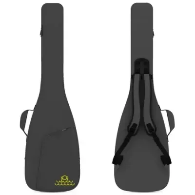 Capa cinzenta para guitarra com bolso e alças pretas