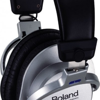 Auriculares Roland monitor headphones RH-200S prateados com banda de cabeça preta acolchoada