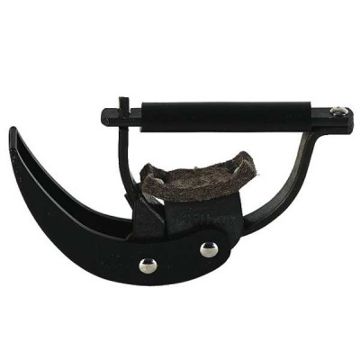 Ferramenta de carpintaria com lâmina curva em metal preto e punho horizontal