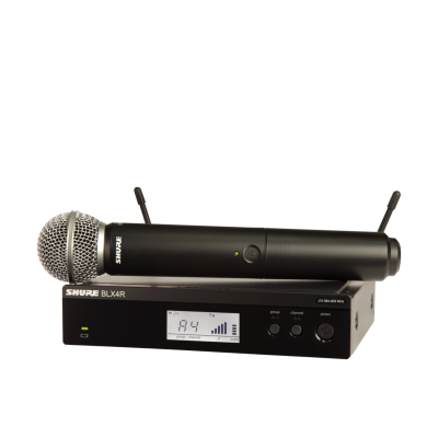 Microfone sem fio preto Shure com recetor digital