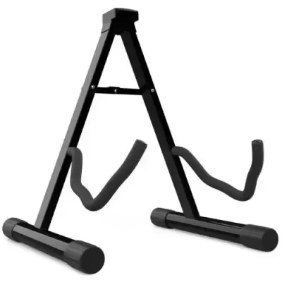 Suporte para guitarra de metal preto com base acolchoada