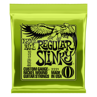 Pacote verde de cordas para guitarra ERNIE BALL REGULAR Slinky