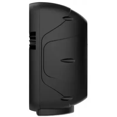 Dispositivo preto retangular com ventilação lateral em fundo branco