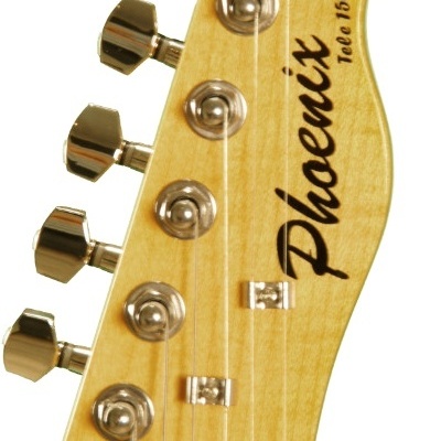 Cabeça de guitarra elétrica Phoenix Tele 160 em madeira clara com seis cravelhas metálicas cromadas