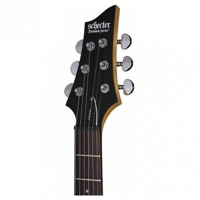 Cabeça de guitarra elétrica preta Schecter Diamond Series com tarraxas cromadas