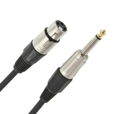 Cabo com conetor XLR fêmea e conetor jack de 6,35 mm fêmea