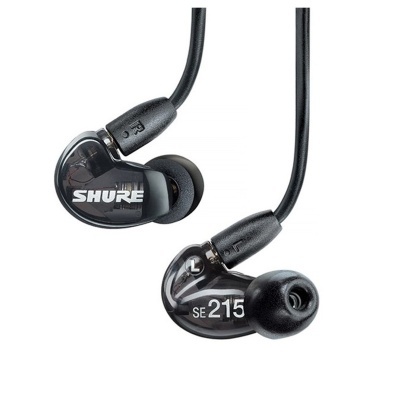 Auriculares intra-auriculares Shure SE215 pretos com texto branco