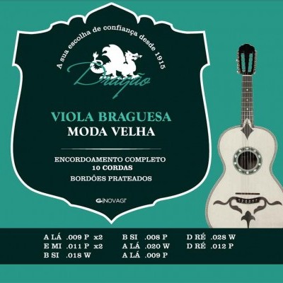 Cartaz publicitário de Viola Braguesa Moda Velha com texto e viola branca ao lado