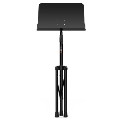 Suporte para música preto com base tripé e placa retangular